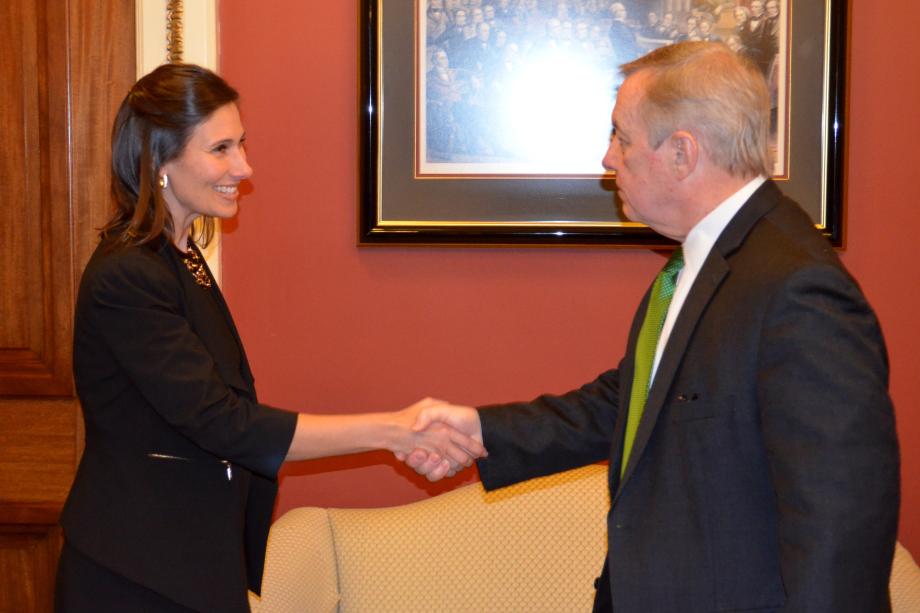U.S. Senator Dick Durbin (D-IL) met with National Transportation Safety Board Chairman Deb Hersman to discuss rail safety issues in Illinois, including Posititve Train Control, tank car safety and the recent CTA Blue Line incident in Chicago, IL.
